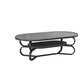 Metal Abstract Base Cocktail Table Oval Slate Top Coffee Table with Shelf Gray Black Clearhalo 'Coffee & Accent Tables' 'Coffee Tables' 'coffee_tables' 'furn' 'furn_coffee_tables' 'Furniture' 'Living Room Furniture' 7523012