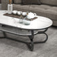 Metal Abstract Base Cocktail Table Oval Slate Top Coffee Table with Shelf Clearhalo 'Coffee & Accent Tables' 'Coffee Tables' 'coffee_tables' 'furn' 'furn_coffee_tables' 'Furniture' 'Living Room Furniture' 7523013