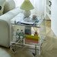 Acrylic End Table with Casters 21.7" Tall Rectangular Side Table with Storage Shelf Clearhalo 'Coffee & Accent Tables' 'End & Side Tables' 'end_side_tables' 'furn' 'furn_end_side_tables' 'Furniture' 'Living Room Furniture' 7523035