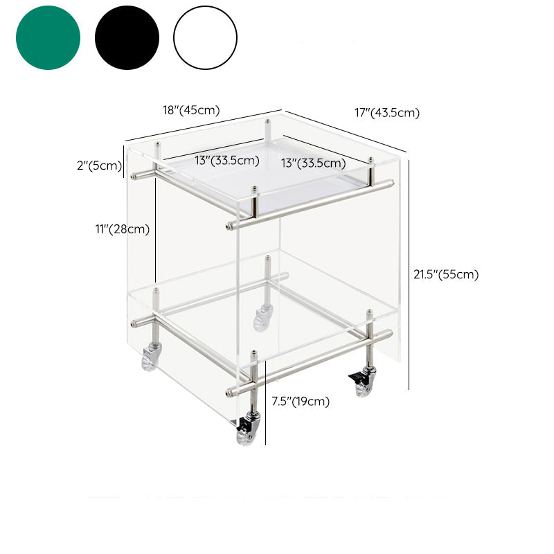 Acrylic End Table with Casters 21.7" Tall Rectangular Side Table with Storage Shelf Clearhalo 'Coffee & Accent Tables' 'End & Side Tables' 'end_side_tables' 'furn' 'furn_end_side_tables' 'Furniture' 'Living Room Furniture' 7523051