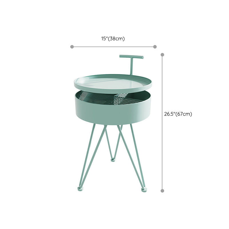 Contemporary Iron Simple Sofa Side Accent Table Macaron 3 Legs End Table with Storage Clearhalo 'Coffee & Accent Tables' 'End & Side Tables' 'end_side_tables' 'furn' 'furn_end_side_tables' 'Furniture' 'Living Room Furniture' 7523082