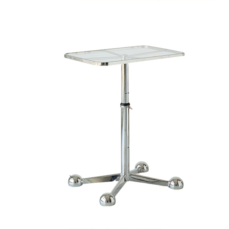 23.6" W Clear Glass End Table Pedestal Stainless Steel Side Table with Adjustable Height 1 Clearhalo 'Coffee & Accent Tables' 'End & Side Tables' 'end_side_tables' 'furn' 'furn_end_side_tables' 'Furniture' 'Living Room Furniture' 7523123