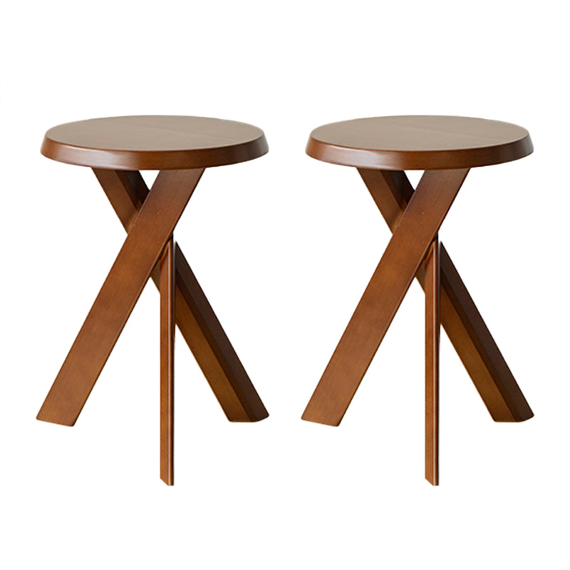 Solid Wood 3 Legs Side Table Modern Dia 12" 2-Piece End Tables Set Walnut 2 Clearhalo 'Coffee & Accent Tables' 'End & Side Tables' 'end_side_tables' 'furn' 'furn_end_side_tables' 'Furniture' 'Living Room Furniture' 7523132