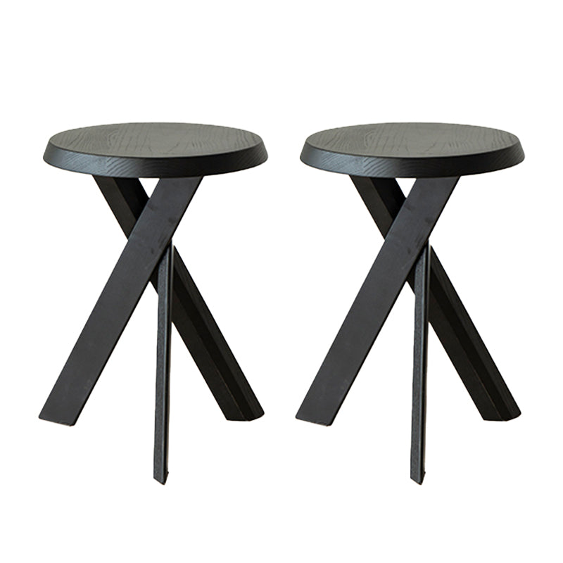 Solid Wood 3 Legs Side Table Modern Dia 12" 2-Piece End Tables Set Black 2 Clearhalo 'Coffee & Accent Tables' 'End & Side Tables' 'end_side_tables' 'furn' 'furn_end_side_tables' 'Furniture' 'Living Room Furniture' 7523136
