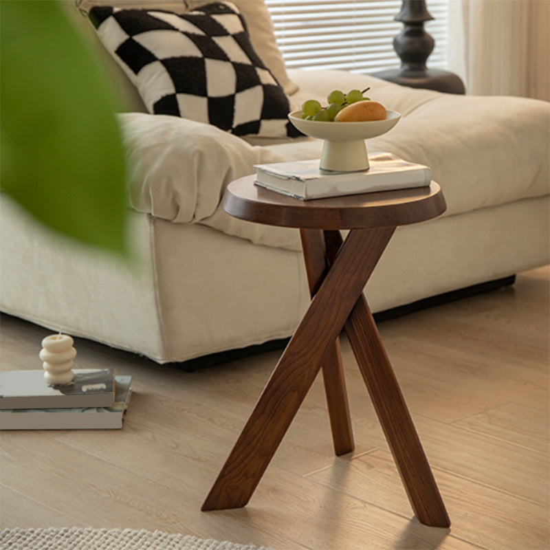 Solid Wood 3 Legs Side Table Modern Dia 12" 2-Piece End Tables Set Clearhalo 'Coffee & Accent Tables' 'End & Side Tables' 'end_side_tables' 'furn' 'furn_end_side_tables' 'Furniture' 'Living Room Furniture' 7523137
