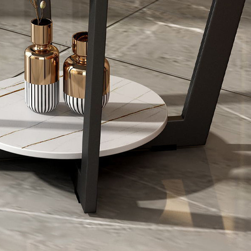 Modernistic Square Storage End Table 19.7" Tall Cross Legs Side Table Clearhalo 'Coffee & Accent Tables' 'End & Side Tables' 'end_side_tables' 'furn' 'furn_end_side_tables' 'Furniture' 'Living Room Furniture' 7523192