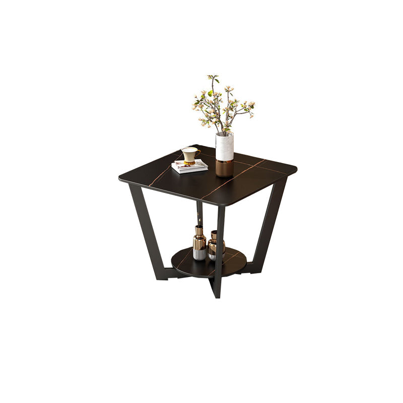 Modernistic Square Storage End Table 19.7" Tall Cross Legs Side Table Clearhalo 'Coffee & Accent Tables' 'End & Side Tables' 'end_side_tables' 'furn' 'furn_end_side_tables' 'Furniture' 'Living Room Furniture' 7523194