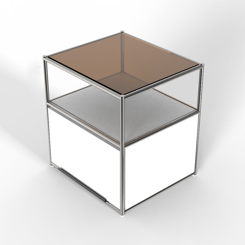 19.7" Tall Stainless Steel Side Table Rectangular End Table with Storage Brown 1 Clearhalo 'Coffee & Accent Tables' 'End & Side Tables' 'end_side_tables' 'furn' 'furn_end_side_tables' 'Furniture' 'Living Room Furniture' 7523201