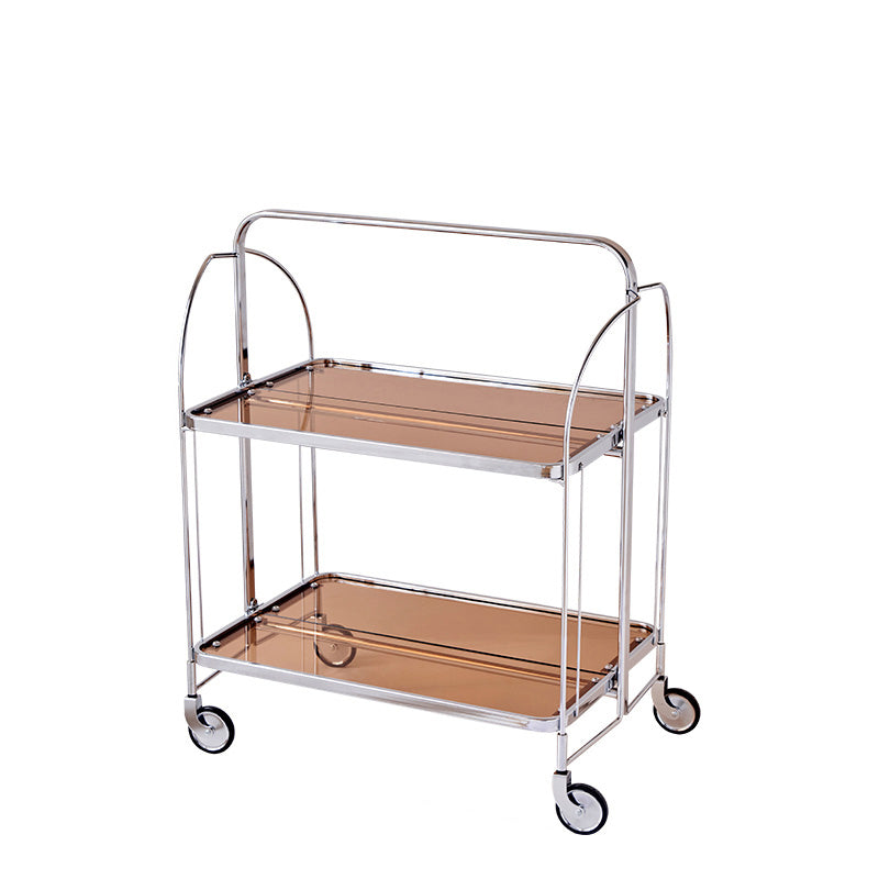 Modern Clear 23.6" End Table Rectangular Glass Side Table with Shelf Brown 1 Clearhalo 'Coffee & Accent Tables' 'End & Side Tables' 'end_side_tables' 'furn' 'furn_end_side_tables' 'Furniture' 'Living Room Furniture' 7523223