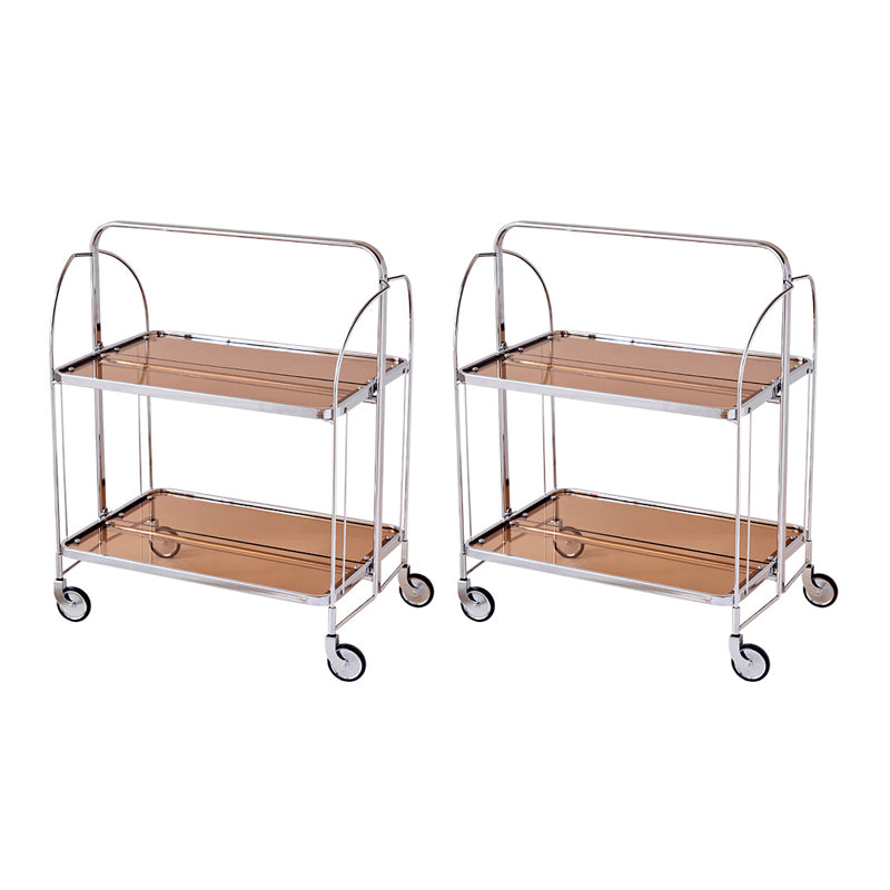 Modern Clear 23.6" End Table Rectangular Glass Side Table with Shelf Brown 2 Clearhalo 'Coffee & Accent Tables' 'End & Side Tables' 'end_side_tables' 'furn' 'furn_end_side_tables' 'Furniture' 'Living Room Furniture' 7523225