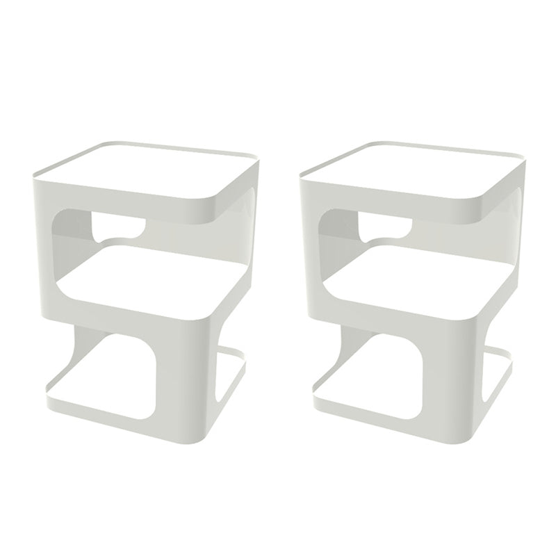 Square Iron End Table Set 21.26" Tall Metal Side Table with Storage Shelves White Hollow Border 2 Clearhalo 'Coffee & Accent Tables' 'End & Side Tables' 'end_side_tables' 'furn' 'furn_end_side_tables' 'Furniture' 'Living Room Furniture' 7523236