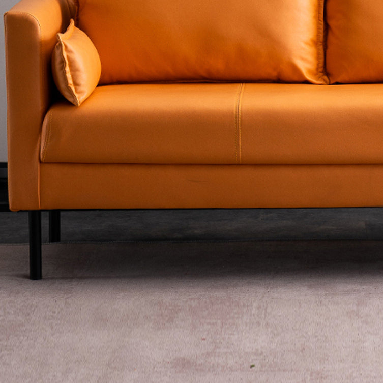 Scandinavian Faux Leather Sofa 29.52" High Tuxedo Arm Sofa with 2 Pillows Clearhalo 'furn' 'furn_sofas' 'Furniture' 'Living Room Furniture' 'Sofa' 'sofas' 7523334