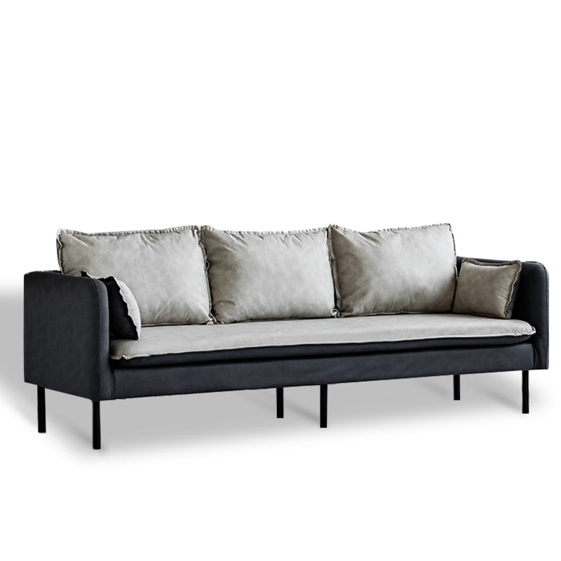 Faux Ledersofa 27,16 "Hoch skandinavisches Smoking -Arm -Sofa mit 2 Kissen