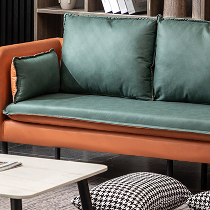 Faux Ledersofa 27,16 "Hoch skandinavisches Smoking -Arm -Sofa mit 2 Kissen