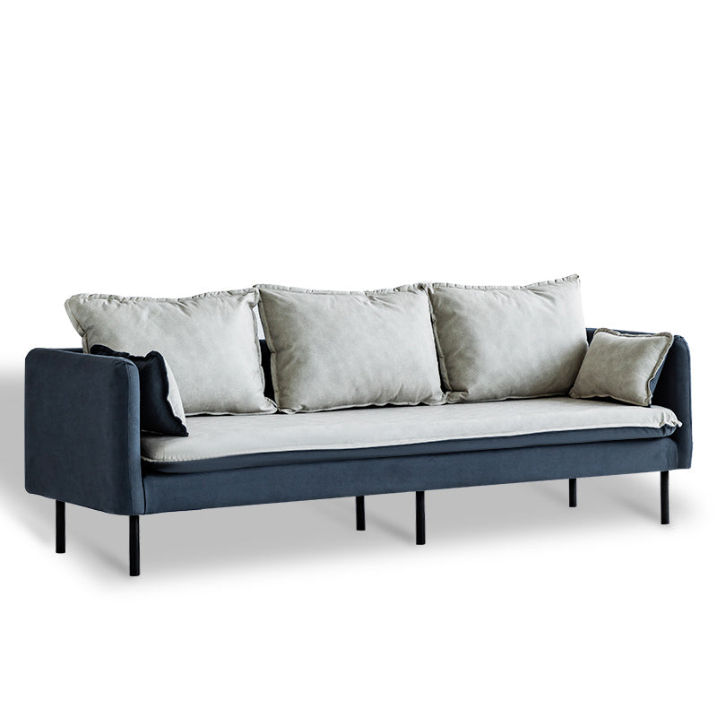 Faux Ledersofa 27,16 "Hoch skandinavisches Smoking -Arm -Sofa mit 2 Kissen