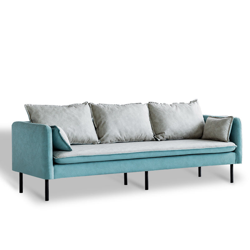 Faux Ledersofa 27,16 "Hoch skandinavisches Smoking -Arm -Sofa mit 2 Kissen