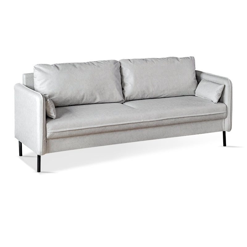 Faux Leather Sofa 29.92" High Scandinavian Square Arm Sofa for Living Room Off-White Faux Leather Clearhalo 'furn' 'furn_sofas' 'Furniture' 'Living Room Furniture' 'Sofa' 'sofas' 7523397