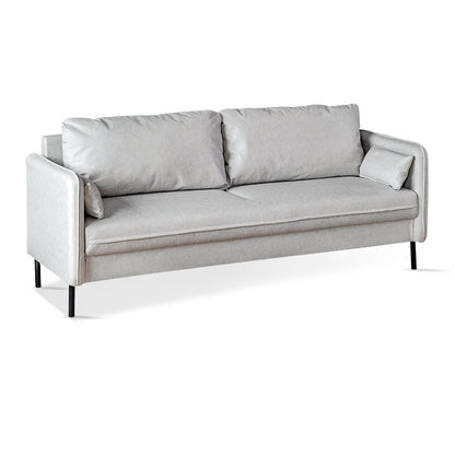 Faux Leather Sofa 29.92" High Scandinavian Square Arm Sofa for Living Room Off-White Faux Leather Clearhalo 'furn' 'furn_sofas' 'Furniture' 'Living Room Furniture' 'Sofa' 'sofas' 7523397