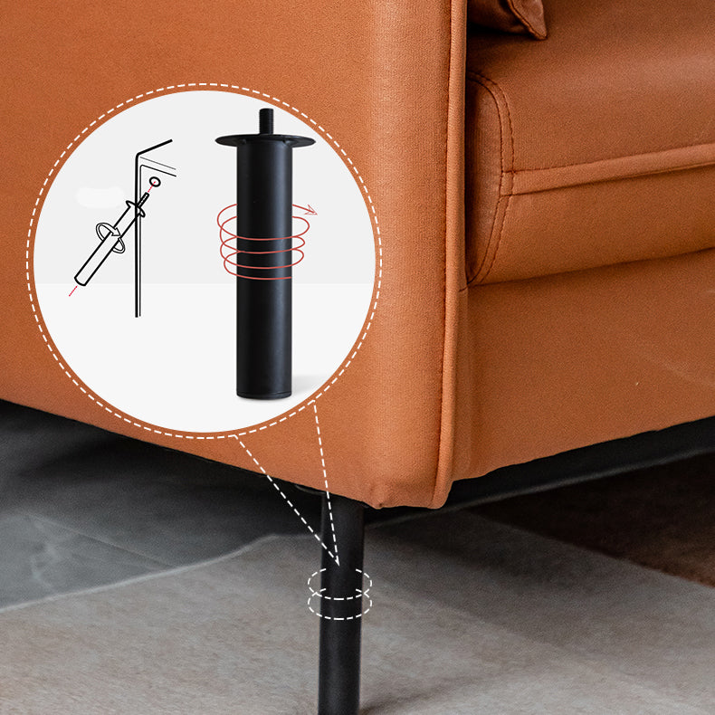 Faux Leather Sofa 29.92" High Scandinavian Square Arm Sofa for Living Room Clearhalo 'furn' 'furn_sofas' 'Furniture' 'Living Room Furniture' 'Sofa' 'sofas' 7523400