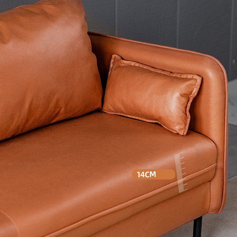 Faux Leather Sofa 29.92" High Scandinavian Square Arm Sofa for Living Room Clearhalo 'furn' 'furn_sofas' 'Furniture' 'Living Room Furniture' 'Sofa' 'sofas' 7523402