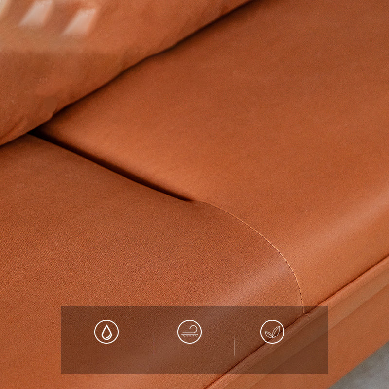 Faux Leather Sofa 29.92" High Scandinavian Square Arm Sofa for Living Room Clearhalo 'furn' 'furn_sofas' 'Furniture' 'Living Room Furniture' 'Sofa' 'sofas' 7523403