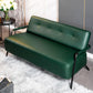 Faux Leather Sofa 27.55" High Mid Century Modern Recessed Arm Sofa