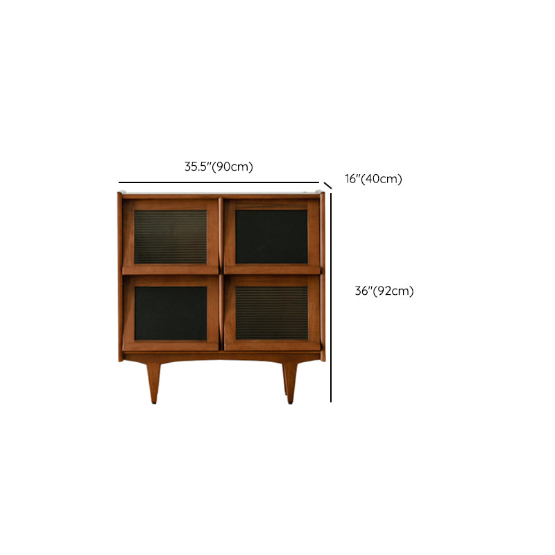 Mid-Century Design Natural Cabinet with 4 Doors in Pine Wood Clearhalo 'Cabinets & Chests' 'cabinets_chests' 'furn' 'furn_cabinets_chests' 'Furniture' 'Living Room Furniture' 7523466