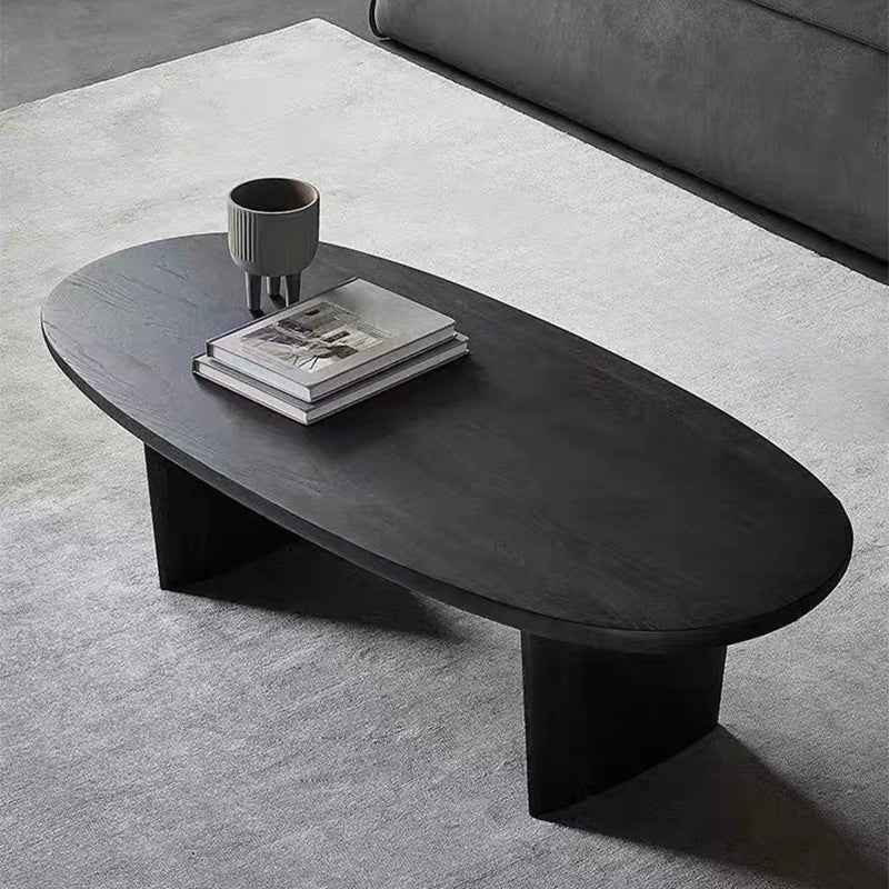 Modern 2 Legs Oval Cocktail Table Wooden Coffee Table in Black Clearhalo 'Coffee & Accent Tables' 'Coffee Tables' 'coffee_tables' 'furn' 'furn_coffee_tables' 'Furniture' 'Living Room Furniture' 7523468
