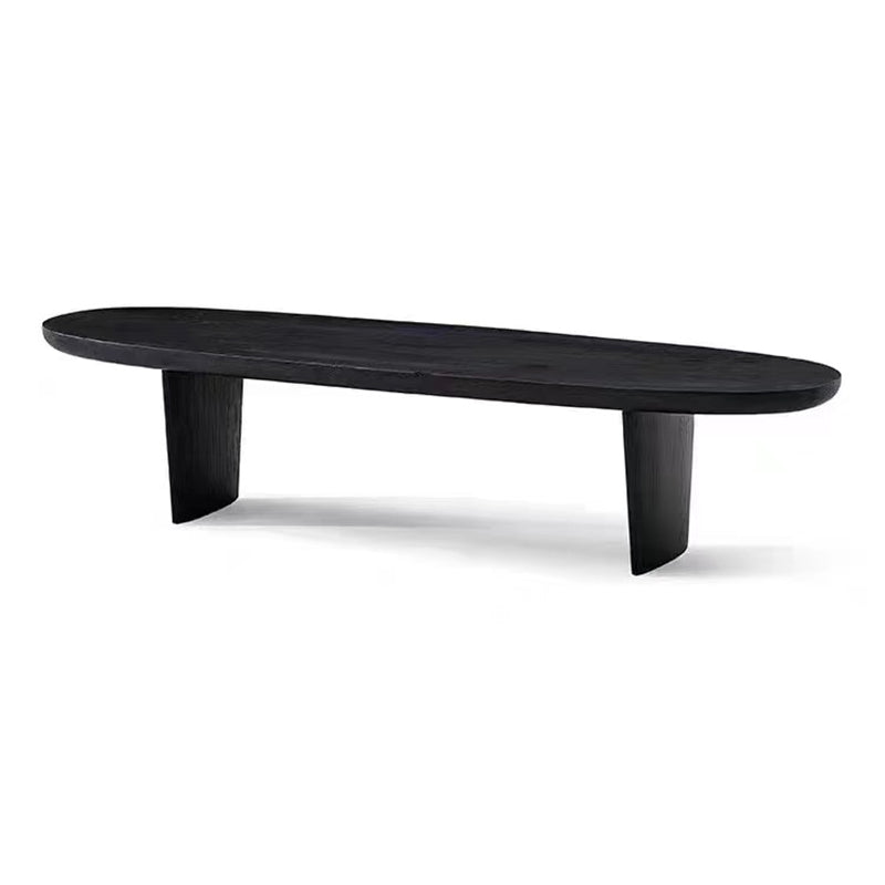 Modern 2 Legs Oval Cocktail Table Wooden Coffee Table in Black Clearhalo 'Coffee & Accent Tables' 'Coffee Tables' 'coffee_tables' 'furn' 'furn_coffee_tables' 'Furniture' 'Living Room Furniture' 7523473
