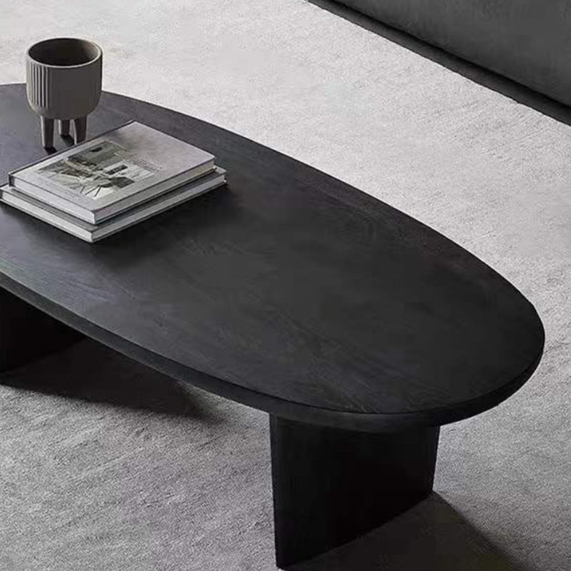 Modern 2 Legs Oval Cocktail Table Wooden Coffee Table in Black Clearhalo 'Coffee & Accent Tables' 'Coffee Tables' 'coffee_tables' 'furn' 'furn_coffee_tables' 'Furniture' 'Living Room Furniture' 7523476