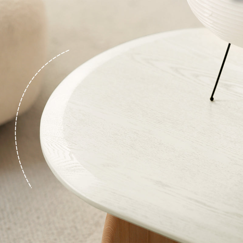 Modern 2 Legs Wooden Coffee Table Oval White Top Cocktail Table Clearhalo 'Coffee & Accent Tables' 'Coffee Tables' 'coffee_tables' 'furn' 'furn_coffee_tables' 'Furniture' 'Living Room Furniture' 7523516