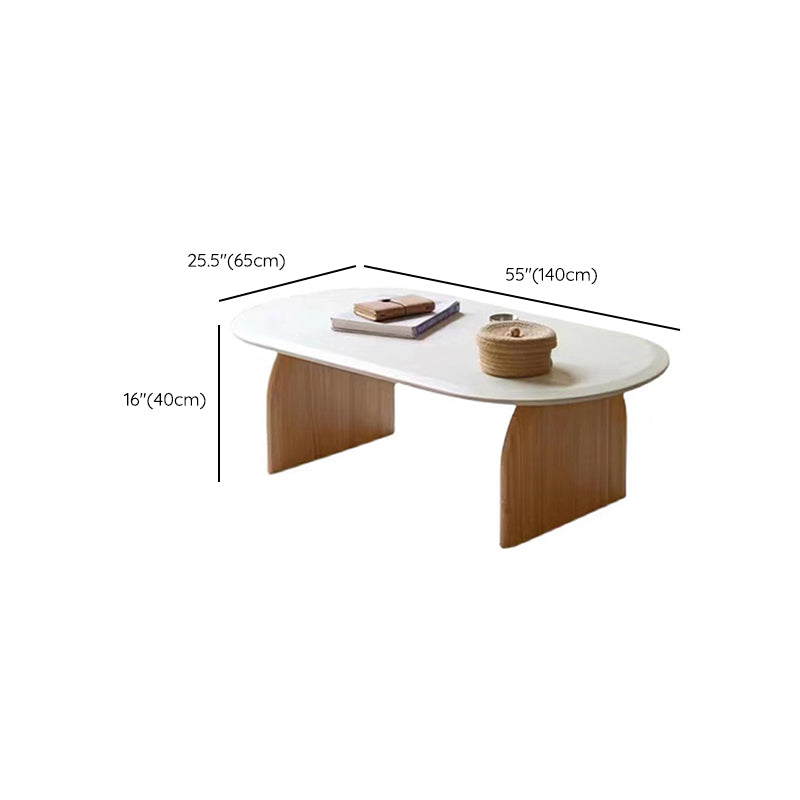 Modern 2 Legs Wooden Coffee Table Oval White Top Cocktail Table Clearhalo 'Coffee & Accent Tables' 'Coffee Tables' 'coffee_tables' 'furn' 'furn_coffee_tables' 'Furniture' 'Living Room Furniture' 7523522