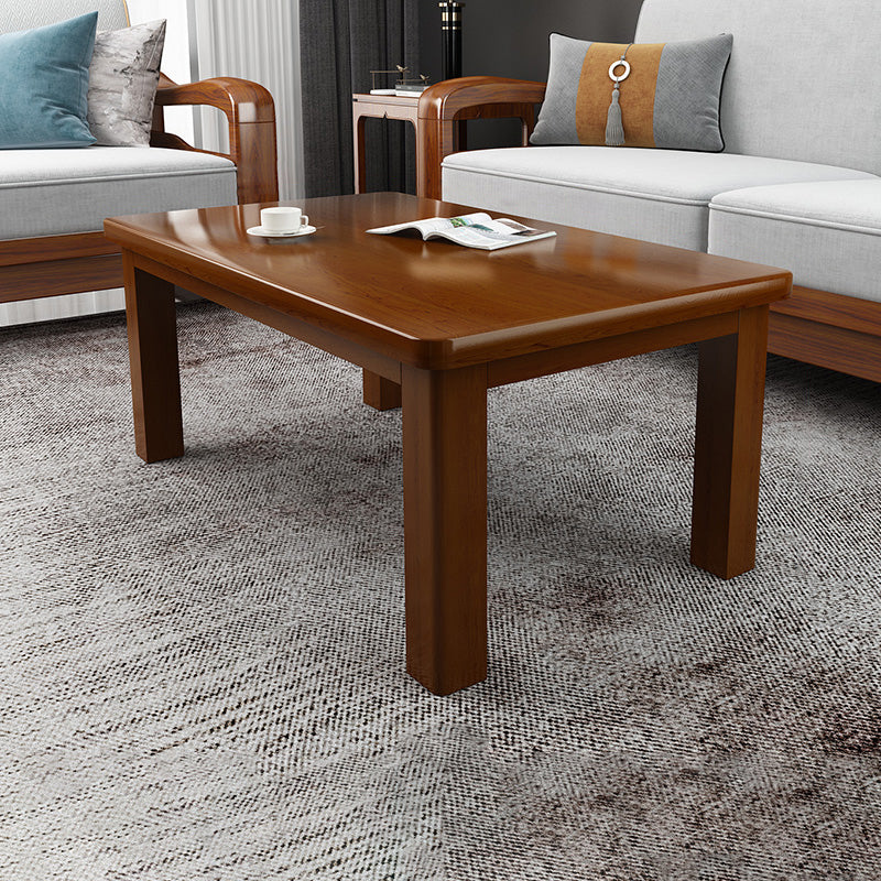 Modern 4 Legs Rectangle Cocktail Table Solid Wood Coffee Table Walnut Shelves Not Included Clearhalo 'Coffee & Accent Tables' 'Coffee Tables' 'coffee_tables' 'furn' 'furn_coffee_tables' 'Furniture' 'Living Room Furniture' 7523528