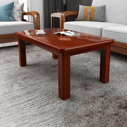 Modern 4 Legs Rectangle Cocktail Table Solid Wood Coffee Table Red Brown Shelves Not Included Clearhalo 'Coffee & Accent Tables' 'Coffee Tables' 'coffee_tables' 'furn' 'furn_coffee_tables' 'Furniture' 'Living Room Furniture' 7523532