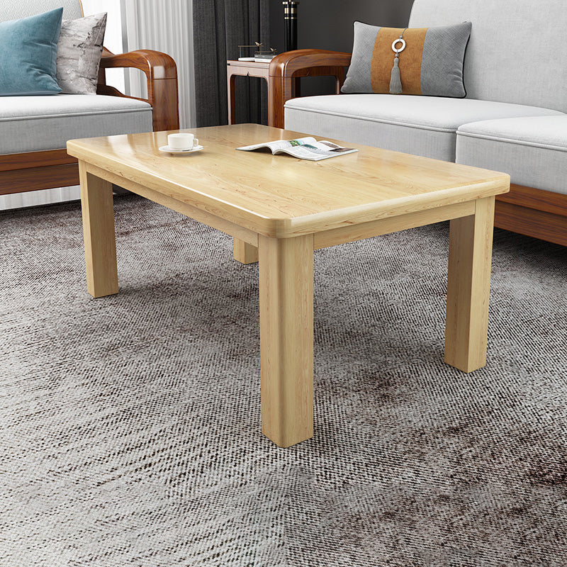 Modern 4 Legs Rectangle Cocktail Table Solid Wood Coffee Table Natural Shelves Not Included Clearhalo 'Coffee & Accent Tables' 'Coffee Tables' 'coffee_tables' 'furn' 'furn_coffee_tables' 'Furniture' 'Living Room Furniture' 7523536