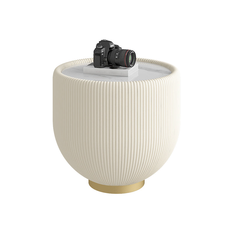 Glam Cocktail Table White Round Pedestal Coffee Cocktail Table 20"L x 20"W x 18"H White Clearhalo 'Coffee & Accent Tables' 'Coffee Tables' 'coffee_tables' 'furn' 'furn_coffee_tables' 'Furniture' 'Living Room Furniture' 7523584