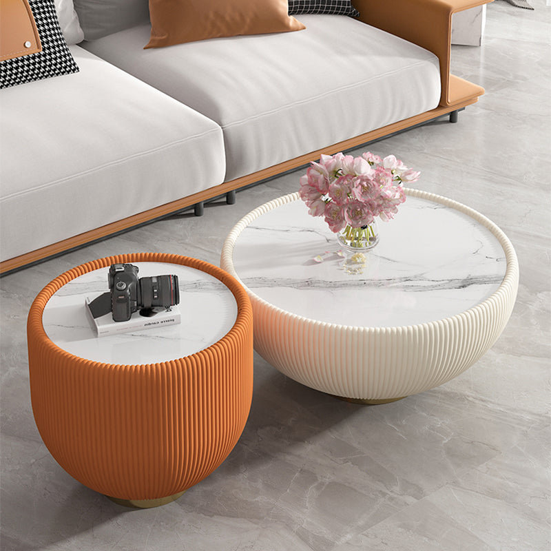 Glam Cocktail Table White Round Pedestal Coffee Cocktail Table Clearhalo 'Coffee & Accent Tables' 'Coffee Tables' 'coffee_tables' 'furn' 'furn_coffee_tables' 'Furniture' 'Living Room Furniture' 7523587