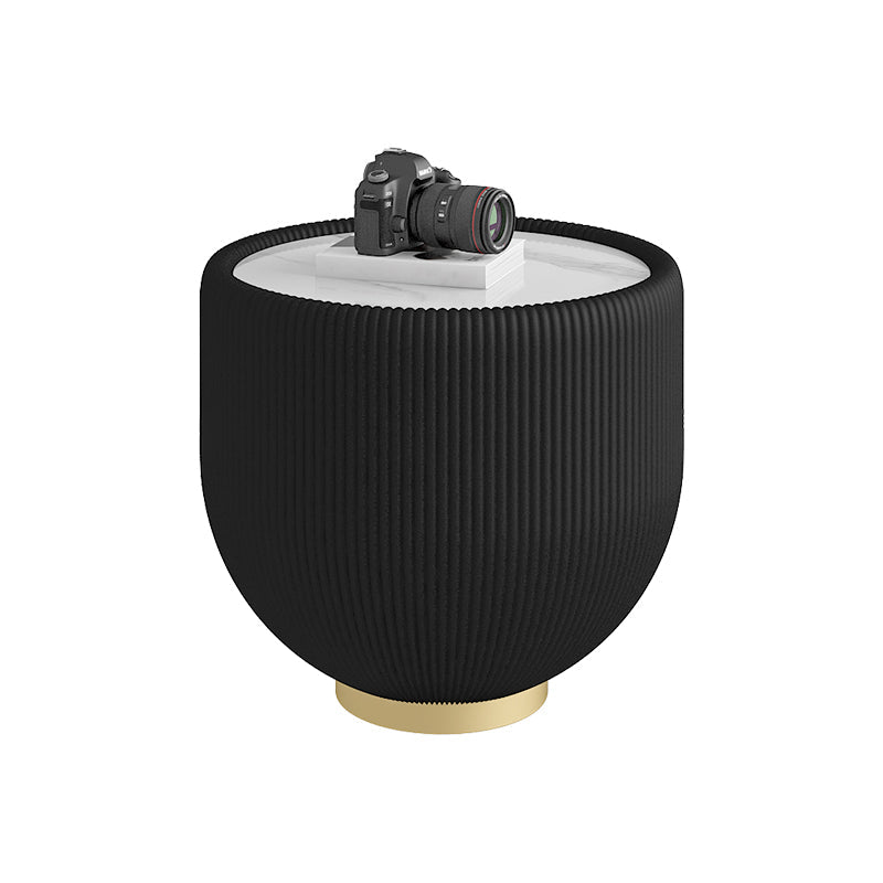 Glam Cocktail Table White Round Pedestal Coffee Cocktail Table 20"L x 20"W x 18"H Black Clearhalo 'Coffee & Accent Tables' 'Coffee Tables' 'coffee_tables' 'furn' 'furn_coffee_tables' 'Furniture' 'Living Room Furniture' 7523588