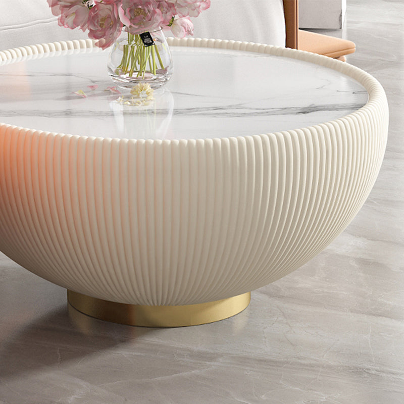 Glam Cocktail Table White Round Pedestal Coffee Cocktail Table Clearhalo 'Coffee & Accent Tables' 'Coffee Tables' 'coffee_tables' 'furn' 'furn_coffee_tables' 'Furniture' 'Living Room Furniture' 7523594