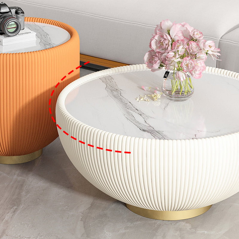 Glam Cocktail Table White Round Pedestal Coffee Cocktail Table Clearhalo 'Coffee & Accent Tables' 'Coffee Tables' 'coffee_tables' 'furn' 'furn_coffee_tables' 'Furniture' 'Living Room Furniture' 7523598