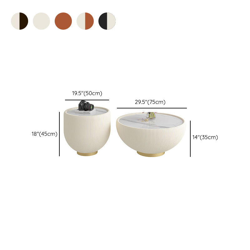 Glam Cocktail Table White Round Pedestal Coffee Cocktail Table Clearhalo 'Coffee & Accent Tables' 'Coffee Tables' 'coffee_tables' 'furn' 'furn_coffee_tables' 'Furniture' 'Living Room Furniture' 7523605