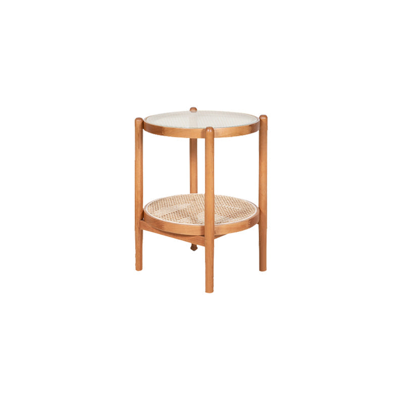Tropical Cocktail Table Solid Wood Storage Round Coffee Cocktail Table 18"L x 18"W x 24"H Natural Clearhalo 'Coffee & Accent Tables' 'Coffee Tables' 'coffee_tables' 'furn' 'furn_coffee_tables' 'Furniture' 'Living Room Furniture' 7523607
