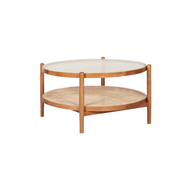 Tropical Cocktail Table Solid Wood Storage Round Coffee Cocktail Table Natural Clearhalo 'Coffee & Accent Tables' 'Coffee Tables' 'coffee_tables' 'furn' 'furn_coffee_tables' 'Furniture' 'Living Room Furniture' 7523608