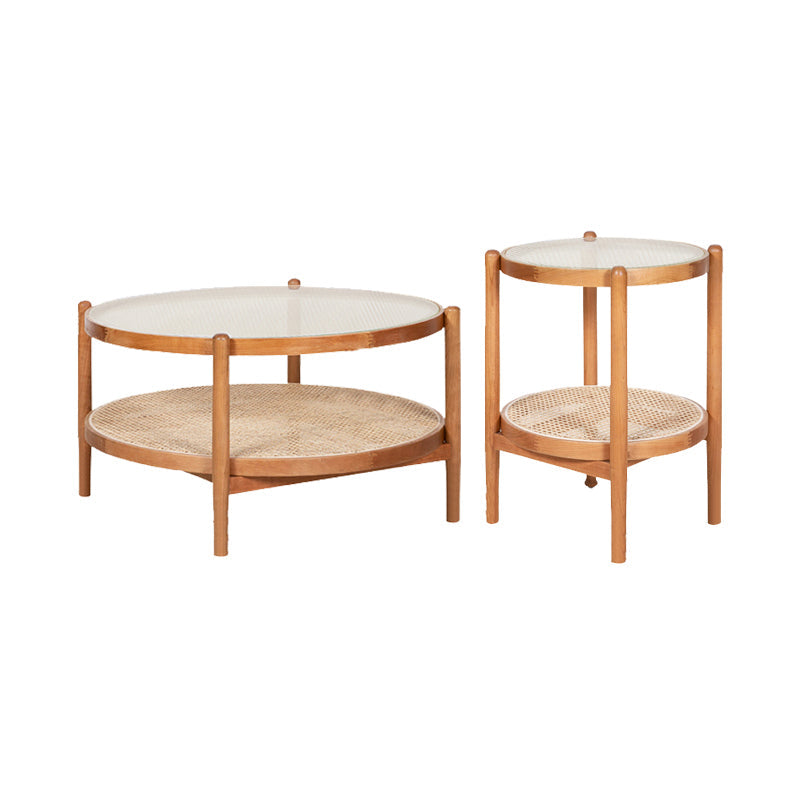Tropical Cocktail Table Solid Wood Storage Round Coffee Cocktail Table Natural Clearhalo 'Coffee & Accent Tables' 'Coffee Tables' 'coffee_tables' 'furn' 'furn_coffee_tables' 'Furniture' 'Living Room Furniture' 7523610