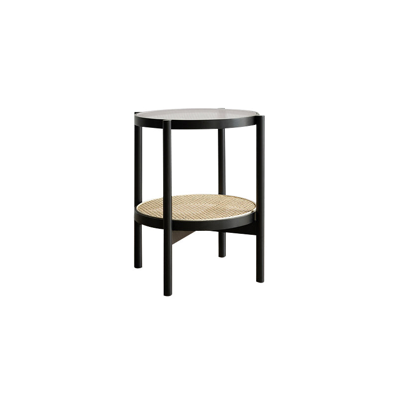 Tropical Cocktail Table Solid Wood Storage Round Coffee Cocktail Table 18"L x 18"W x 24"H Black Clearhalo 'Coffee & Accent Tables' 'Coffee Tables' 'coffee_tables' 'furn' 'furn_coffee_tables' 'Furniture' 'Living Room Furniture' 7523612