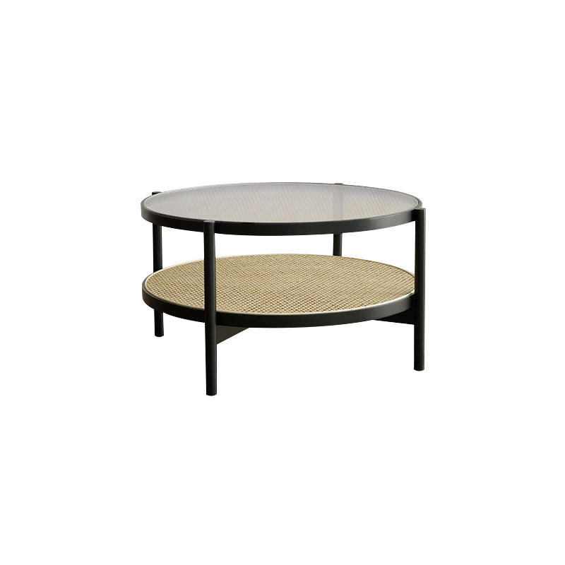 Tropical Cocktail Table Solid Wood Storage Round Coffee Cocktail Table Black Clearhalo 'Coffee & Accent Tables' 'Coffee Tables' 'coffee_tables' 'furn' 'furn_coffee_tables' 'Furniture' 'Living Room Furniture' 7523614