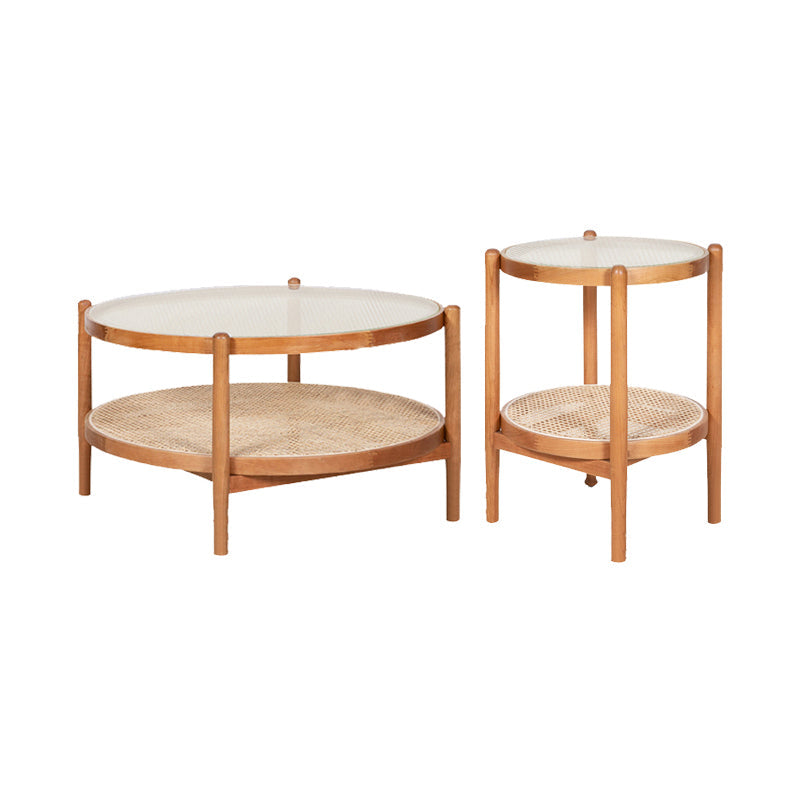 Tropical Cocktail Table Solid Wood Storage Round Coffee Cocktail Table Clearhalo 'Coffee & Accent Tables' 'Coffee Tables' 'coffee_tables' 'furn' 'furn_coffee_tables' 'Furniture' 'Living Room Furniture' 7523615