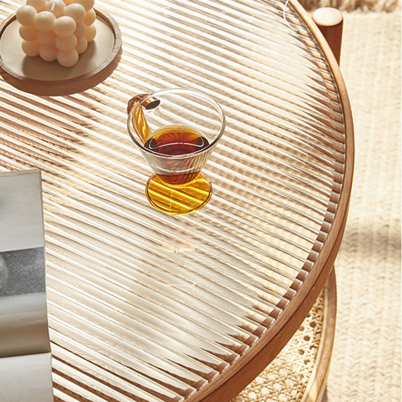 Tropical Cocktail Table Solid Wood Storage Round Coffee Cocktail Table Clearhalo 'Coffee & Accent Tables' 'Coffee Tables' 'coffee_tables' 'furn' 'furn_coffee_tables' 'Furniture' 'Living Room Furniture' 7523619