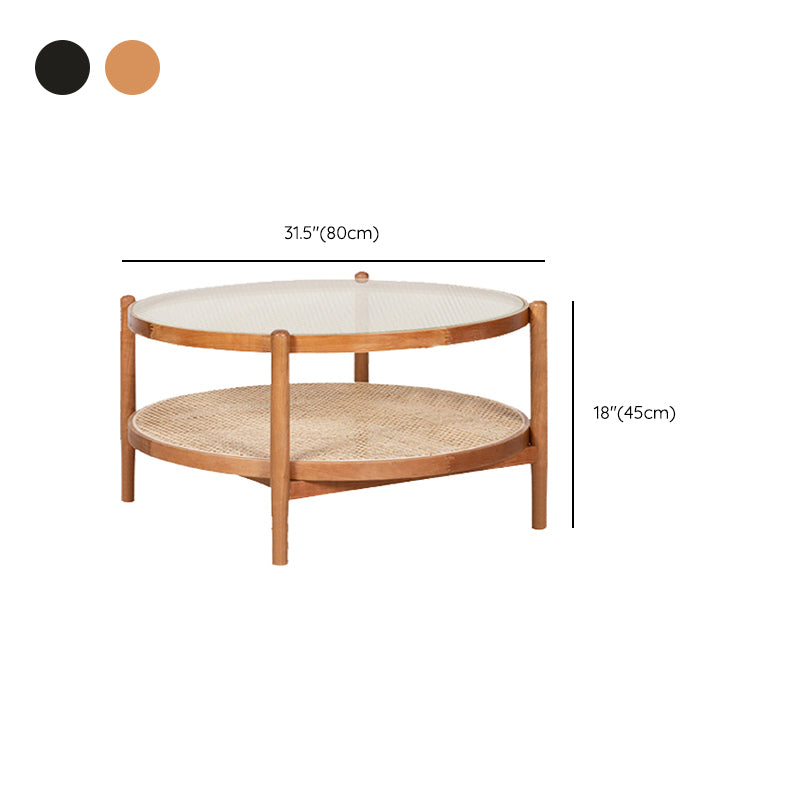 Tropical Cocktail Table Solid Wood Storage Round Coffee Cocktail Table Clearhalo 'Coffee & Accent Tables' 'Coffee Tables' 'coffee_tables' 'furn' 'furn_coffee_tables' 'Furniture' 'Living Room Furniture' 7523623