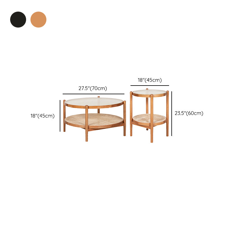 Tropical Cocktail Table Solid Wood Storage Round Coffee Cocktail Table Clearhalo 'Coffee & Accent Tables' 'Coffee Tables' 'coffee_tables' 'furn' 'furn_coffee_tables' 'Furniture' 'Living Room Furniture' 7523624